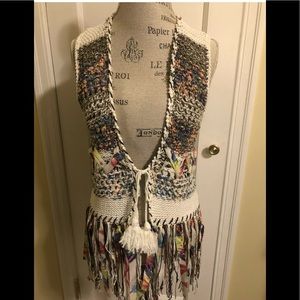 Adore Multicolour Fringe Knit Vest Size Small